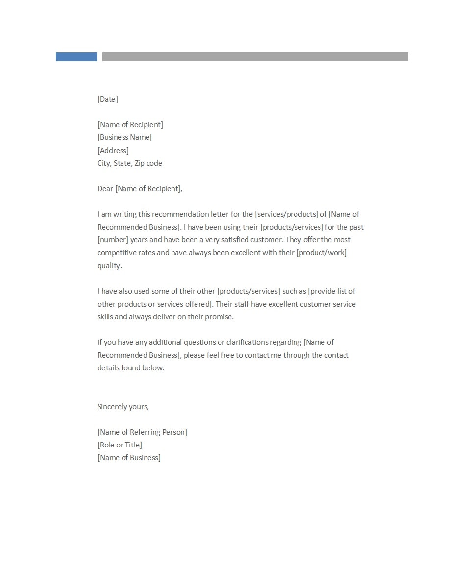 business reference letter