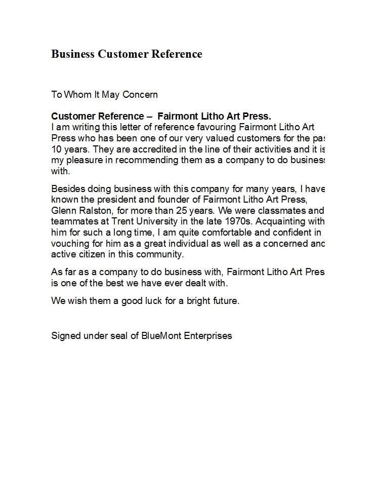 business reference letter