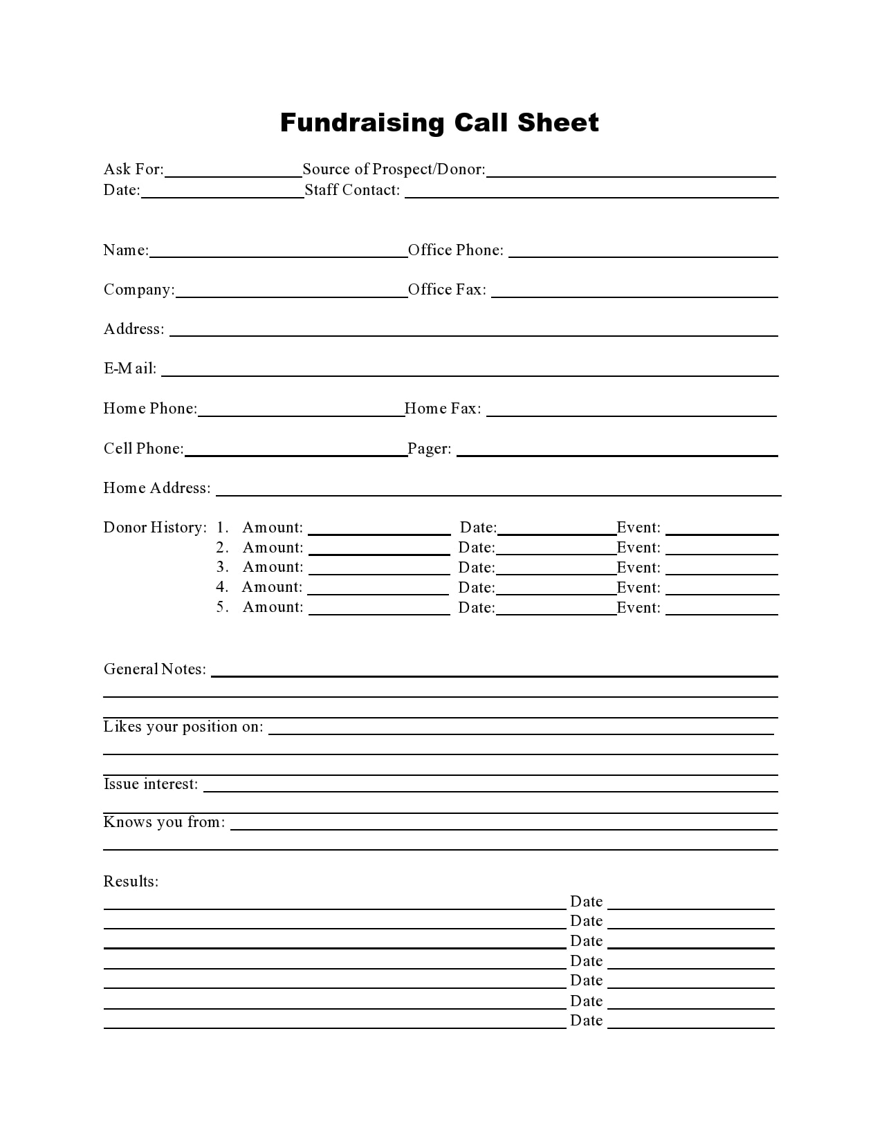 call sheet template