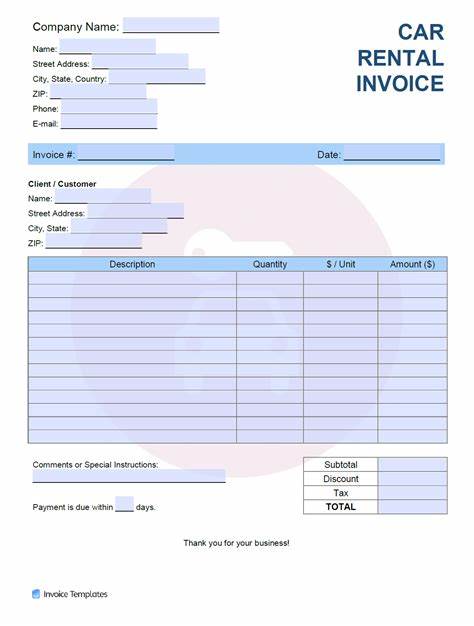 sample of printable blank car rent receipt template in word format