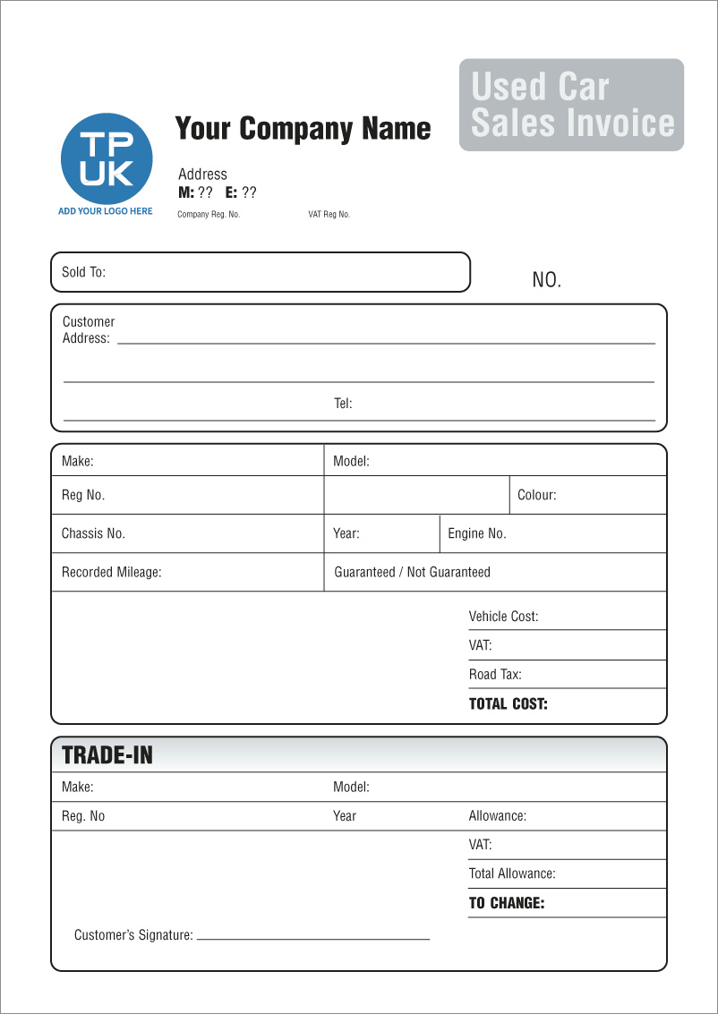 car sale invoice template example