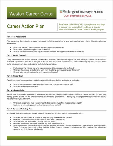 √ Printable Career Action Plan Template