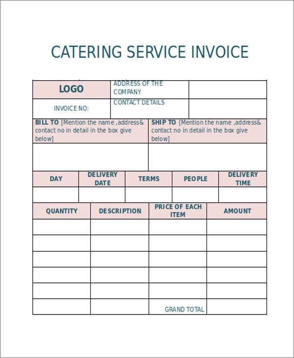 catering service invoice template