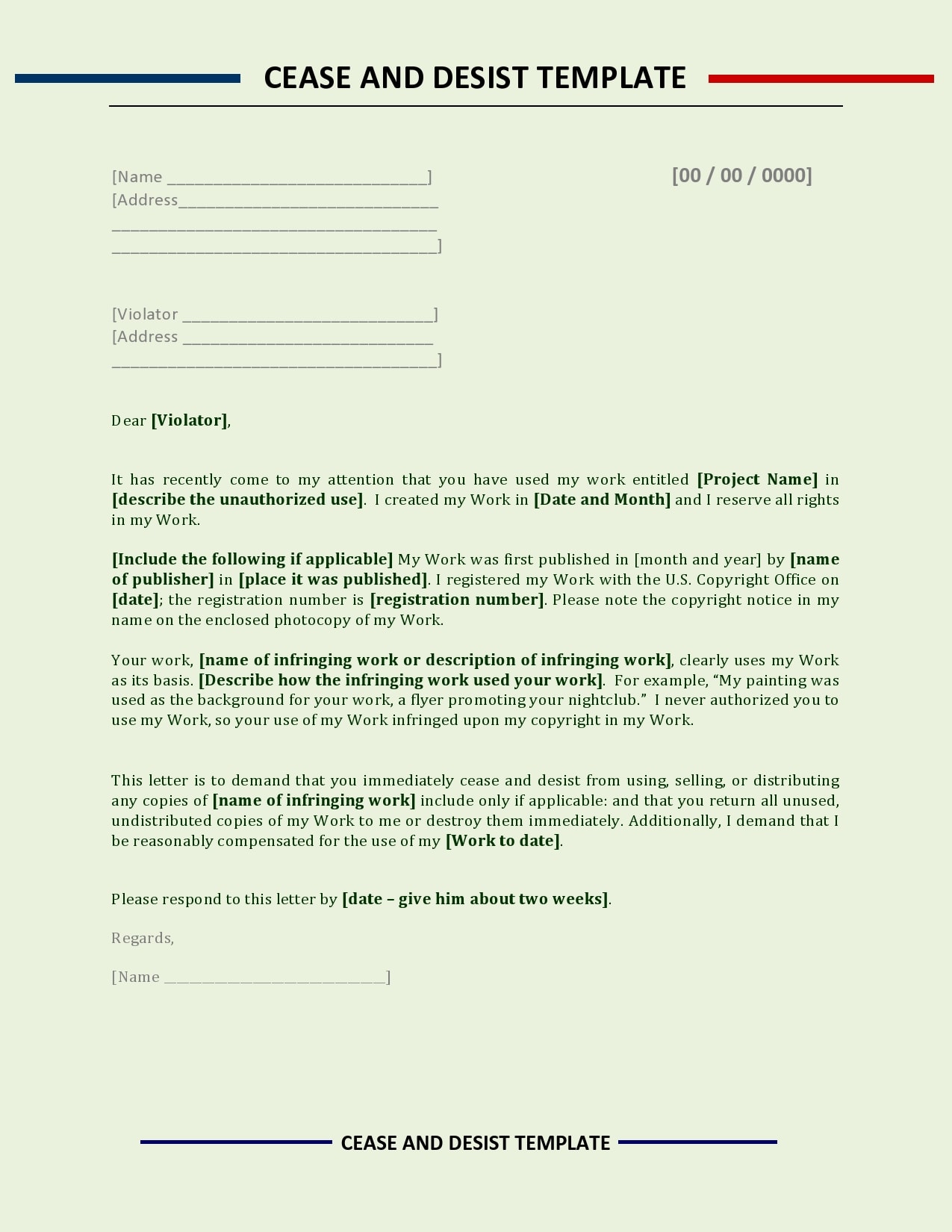 cease and desist letter template