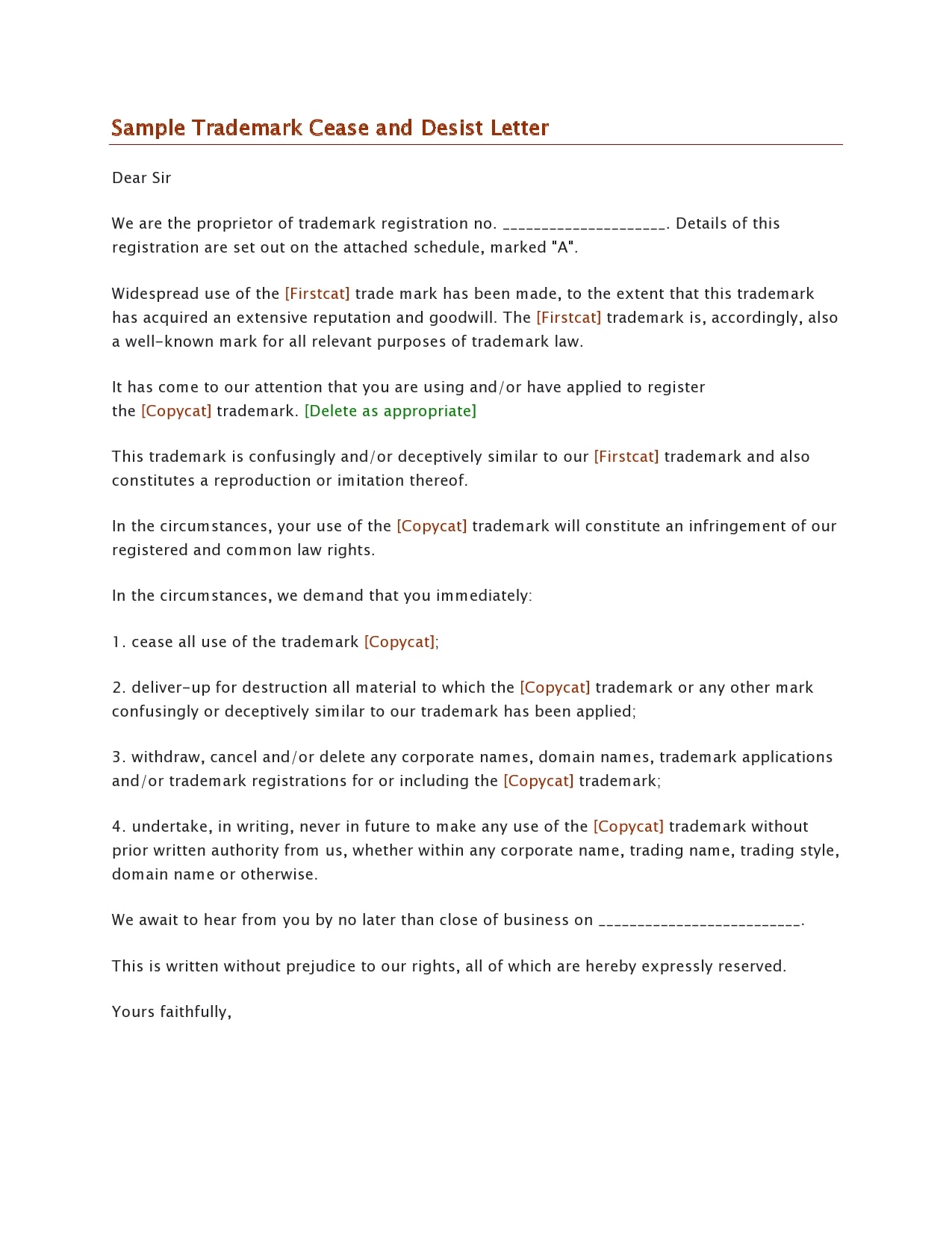 cease and desist letter template