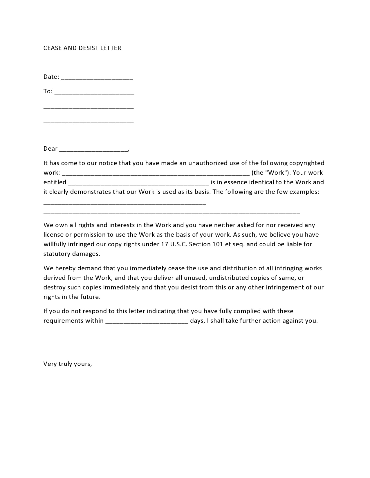 cease and desist letter template