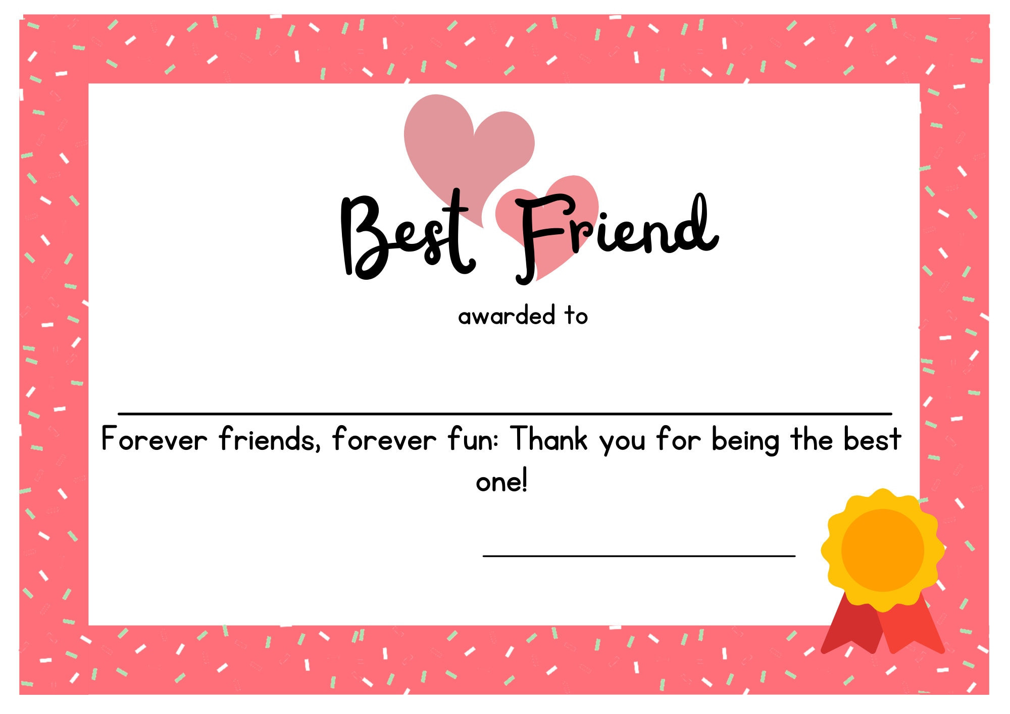 best friend award certificate template