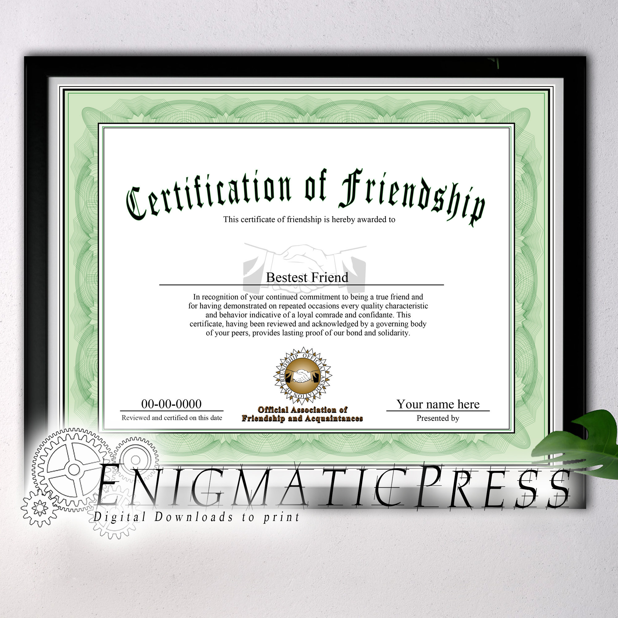 best friend award certificate template