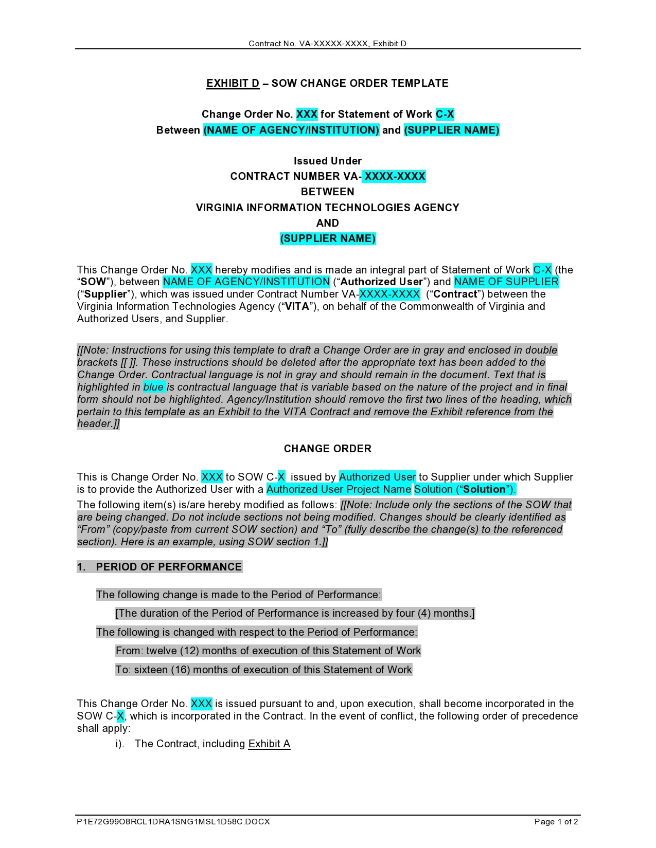 change order template