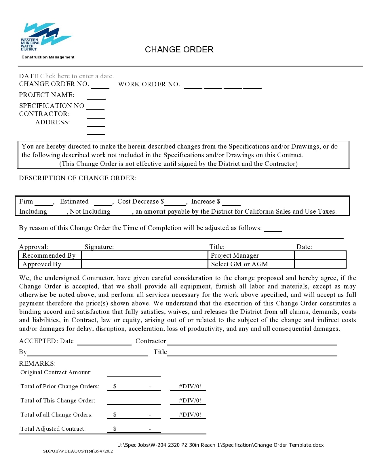 change order template