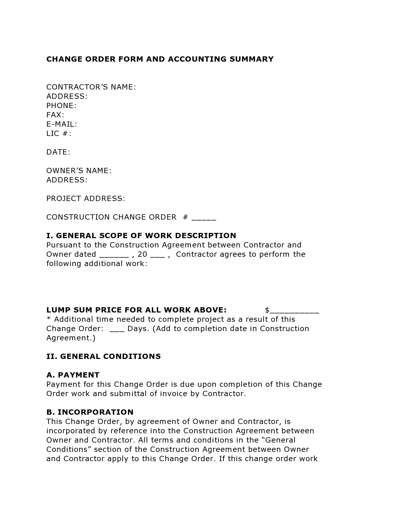 change order template