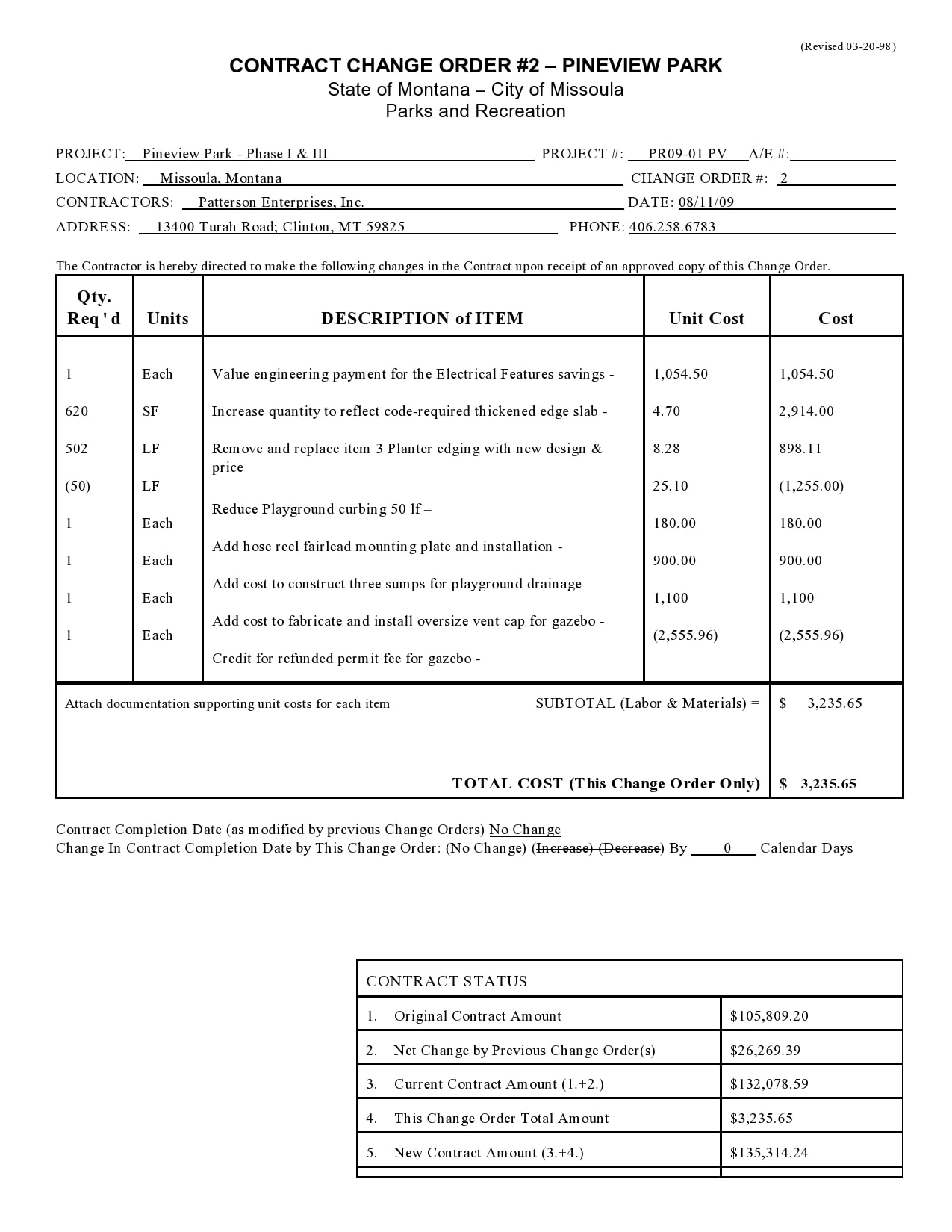 change order template