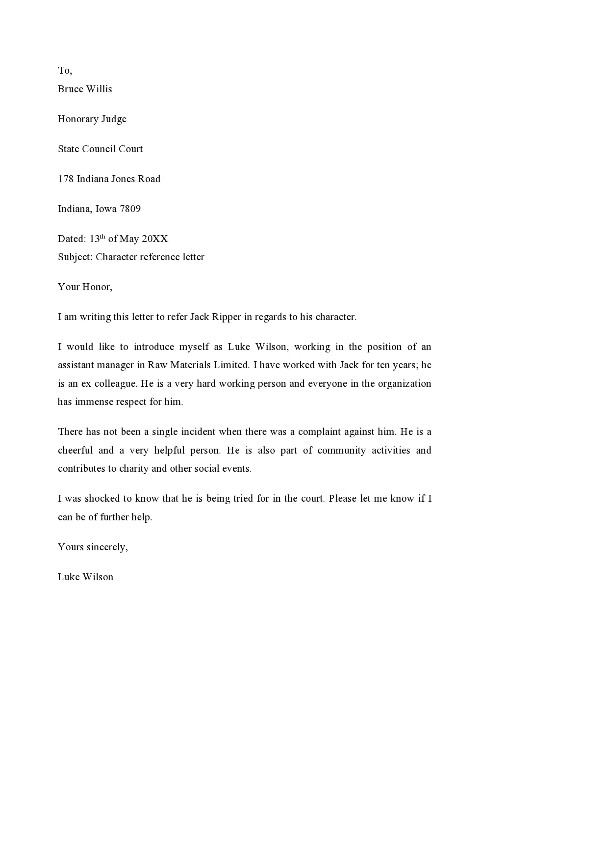 character reference letter