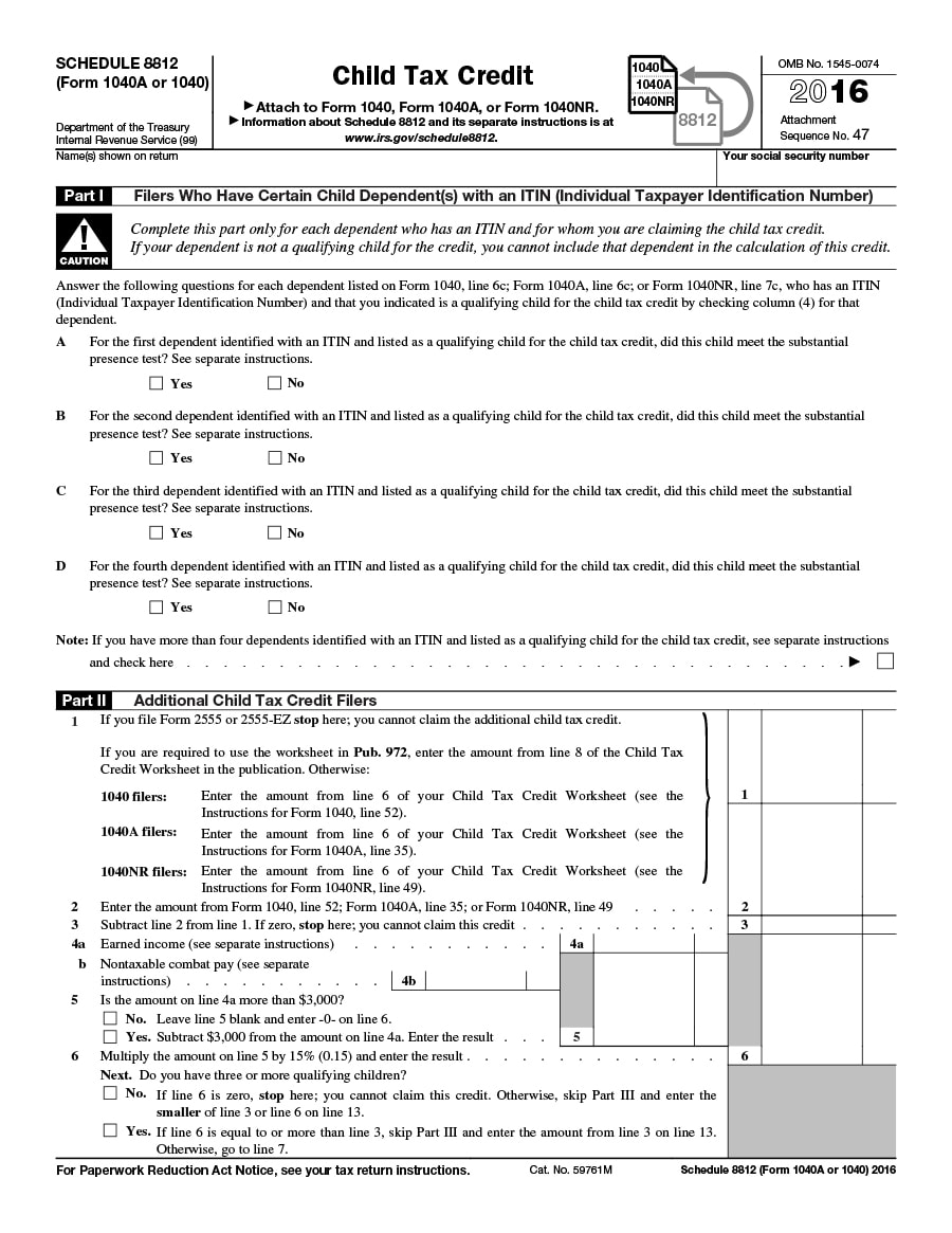 child tax credit worksheet