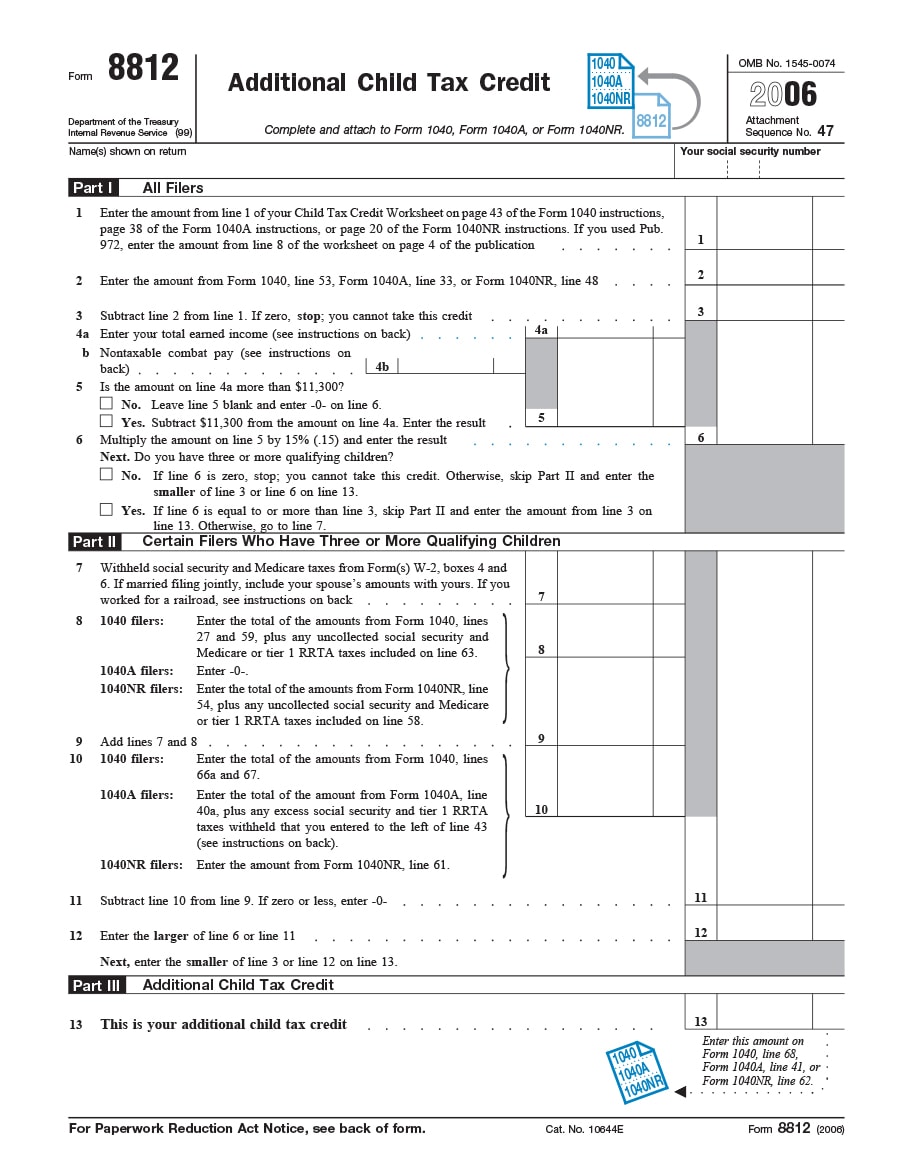 child tax credit worksheet