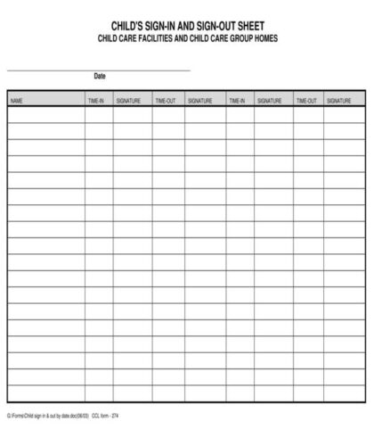 √ Childcare Sign-in Sheet (Free Printable Excel Template)