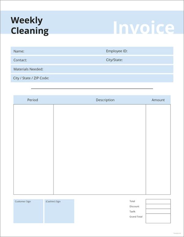 cleaning invoice template