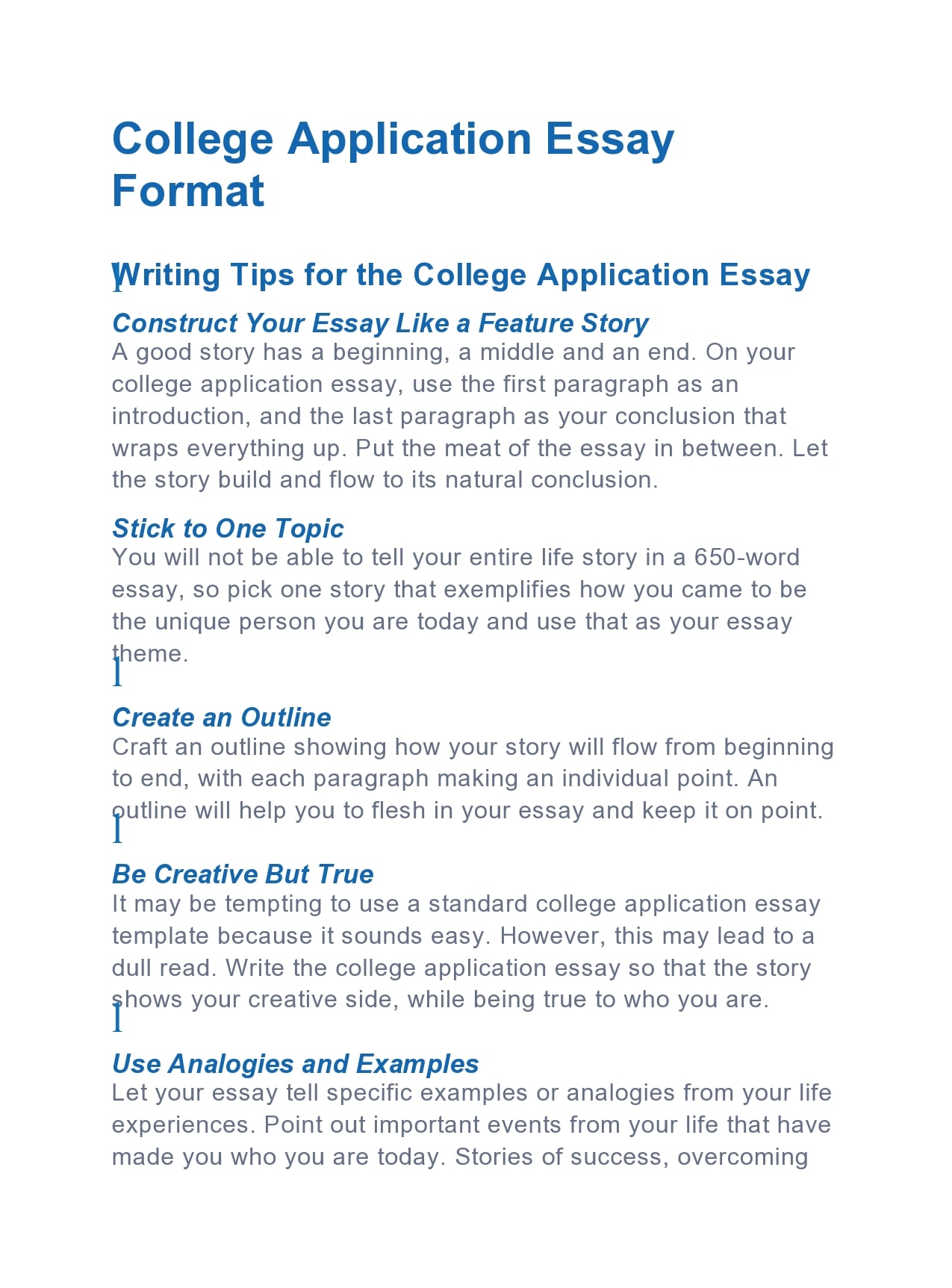 college essay format