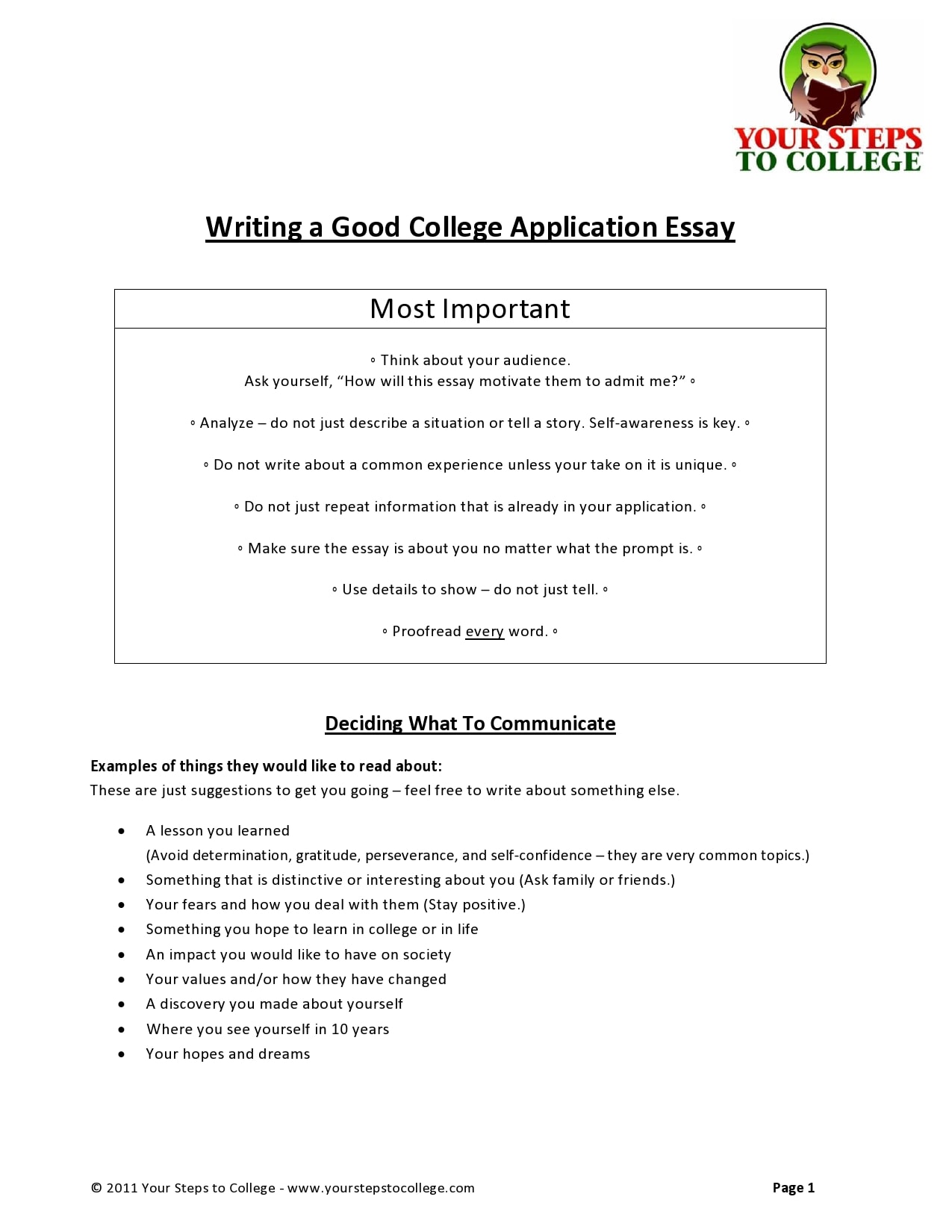 college essay format