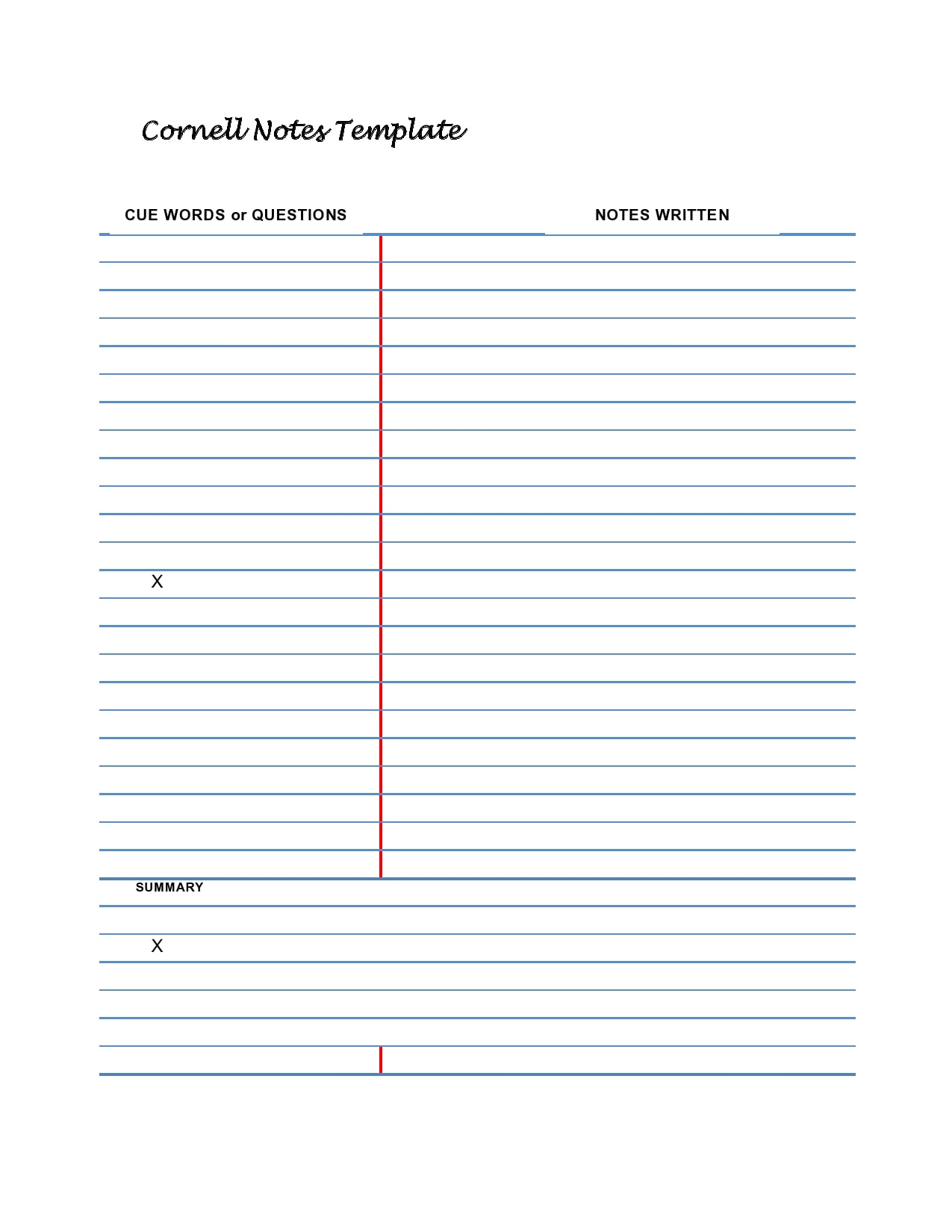 cornell notes template