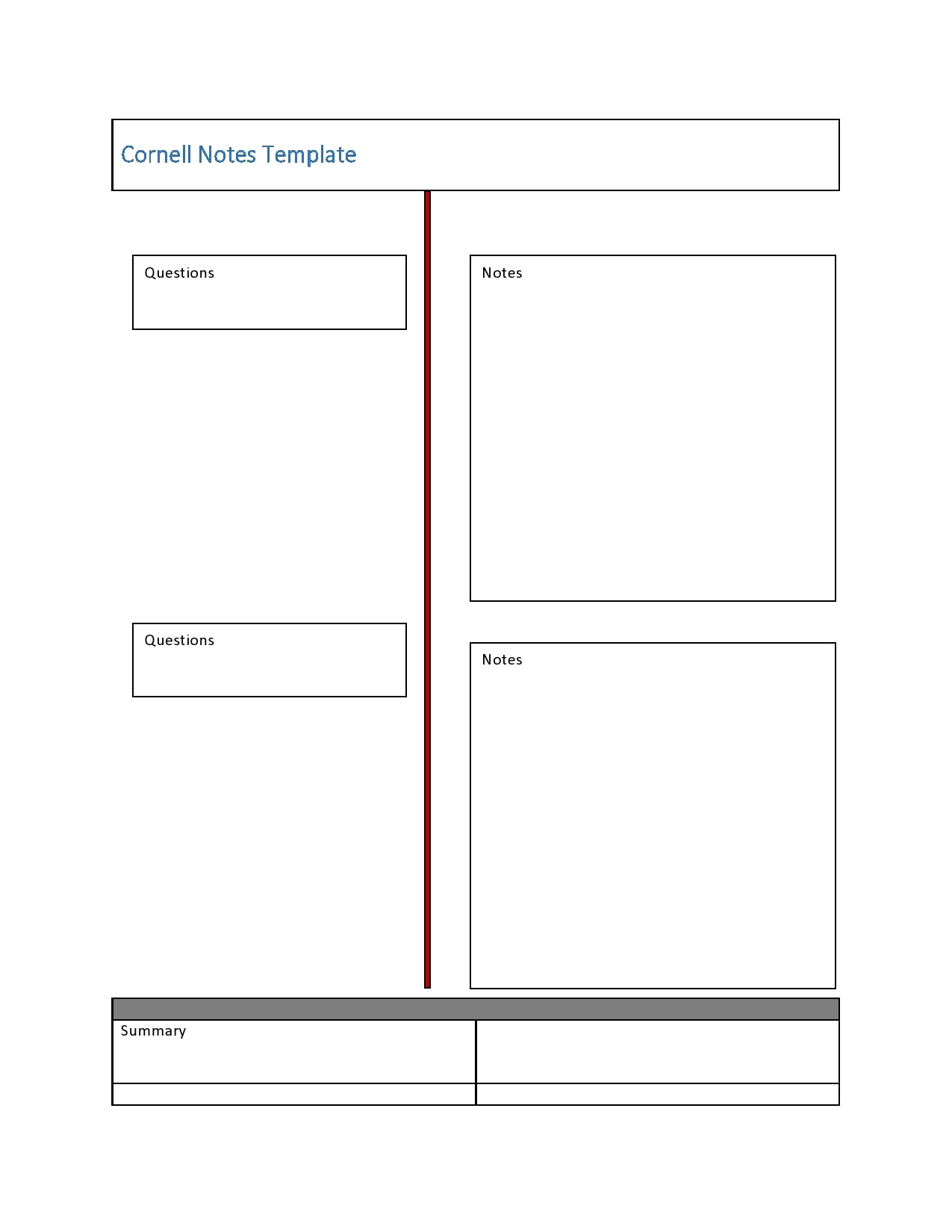 cornell notes template