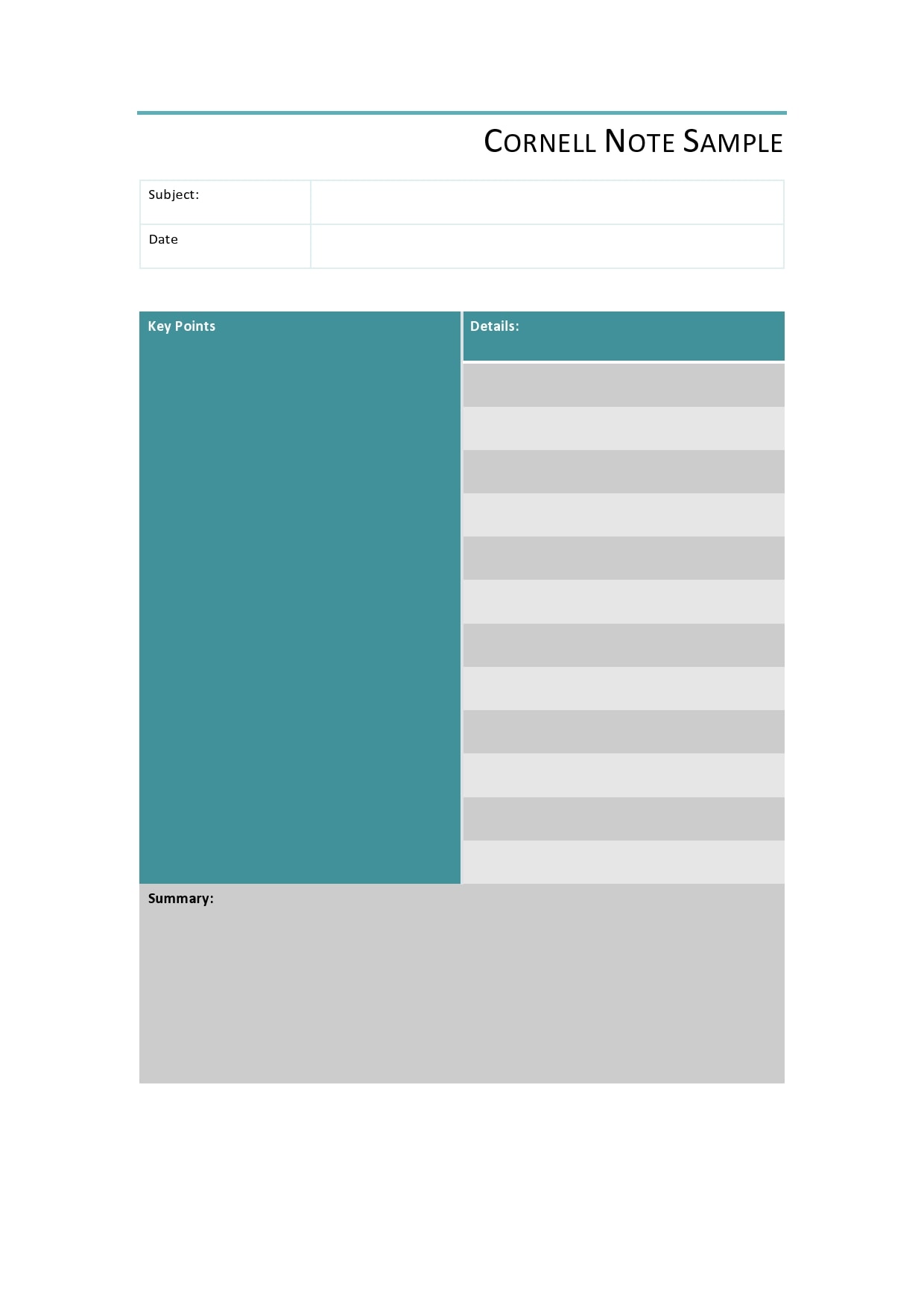 cornell notes template