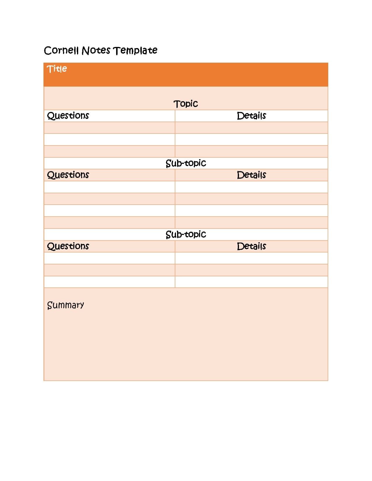 cornell notes template