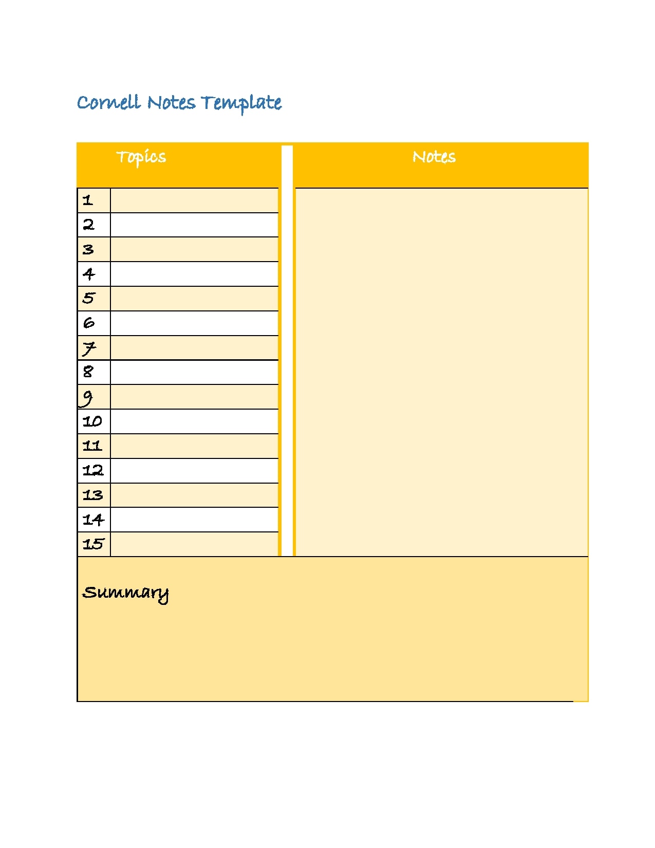 cornell notes template