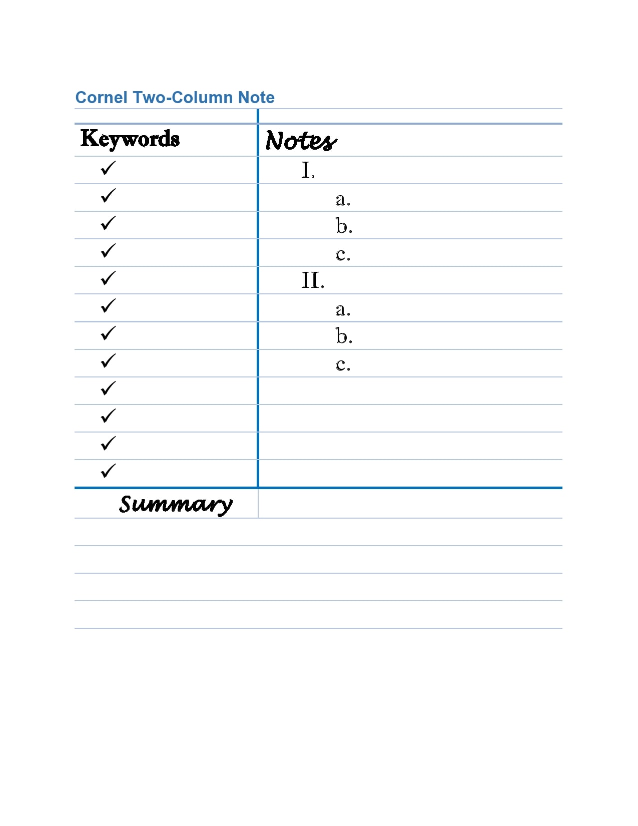 cornell notes template