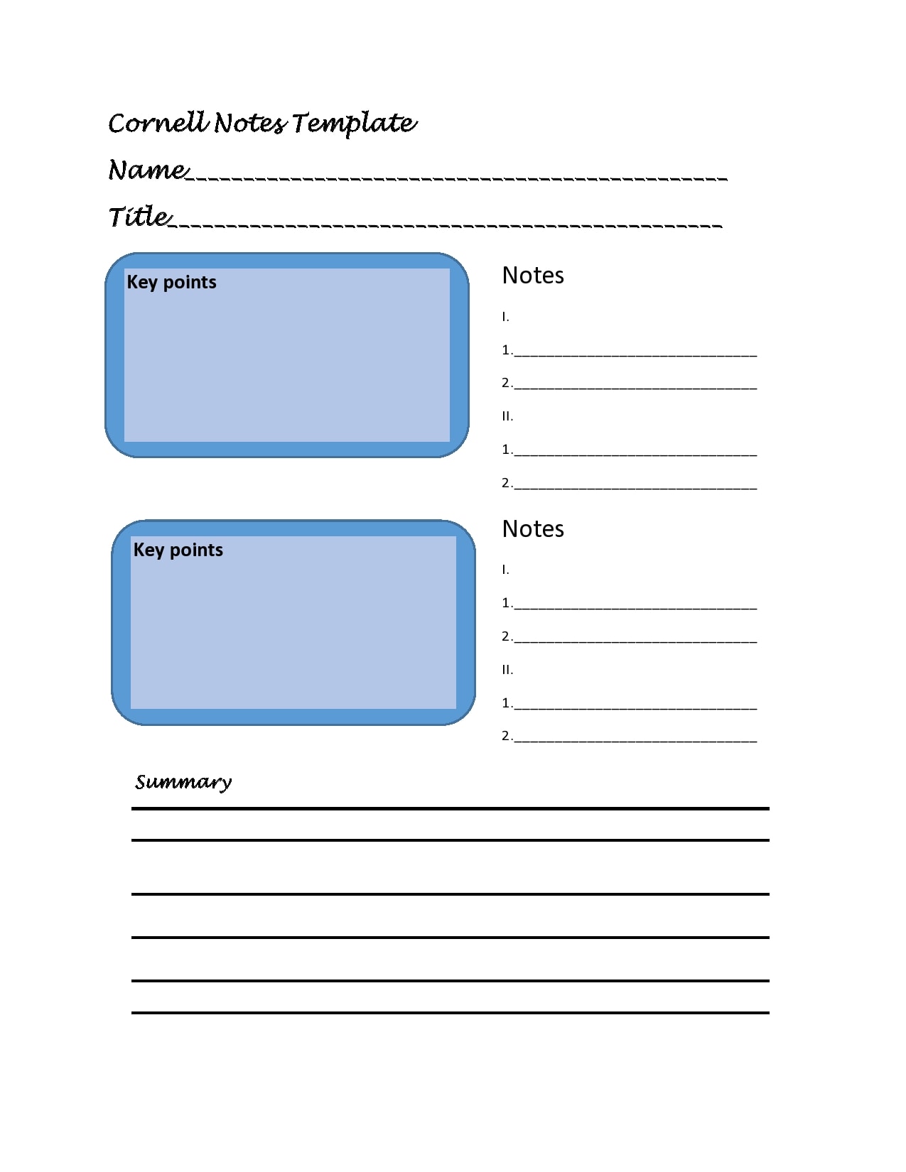 cornell notes template