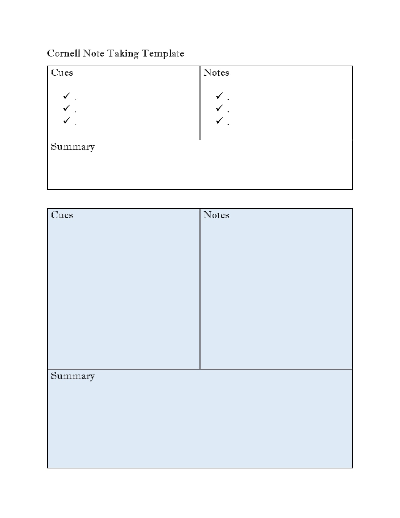 cornell notes template