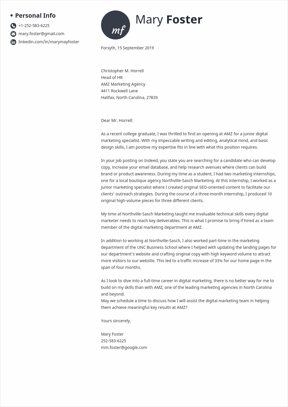 cover letter template for digital marketing