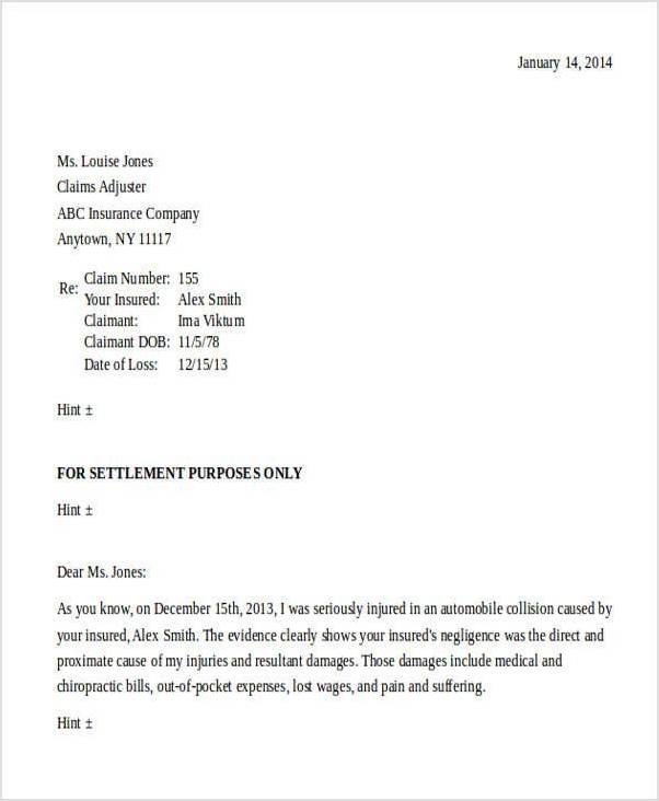 demand for settlement letter template sample