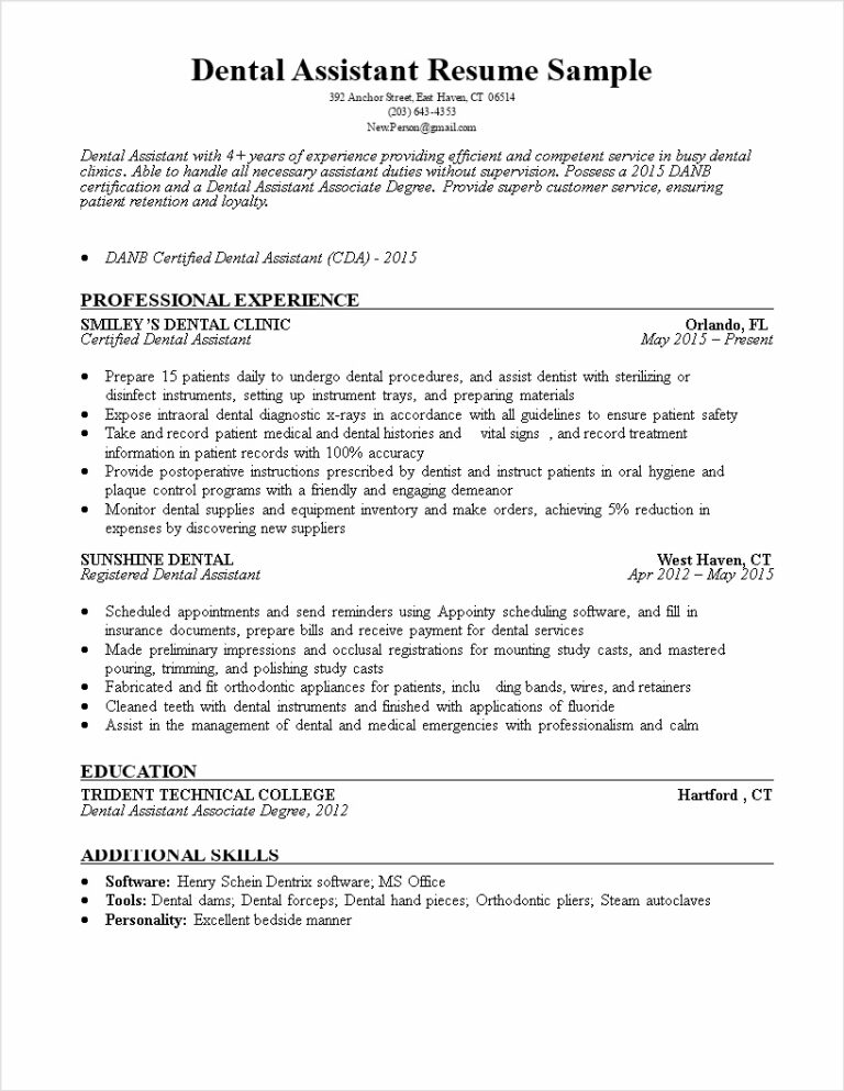 free-printable-dental-assistant-resume-template