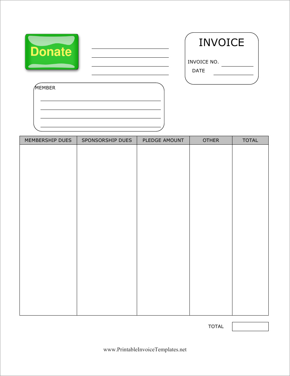 donation invoice template example