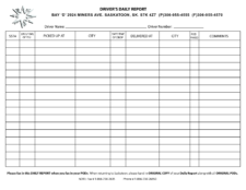 √ Free Printable Driver Daily Log Sheet Template