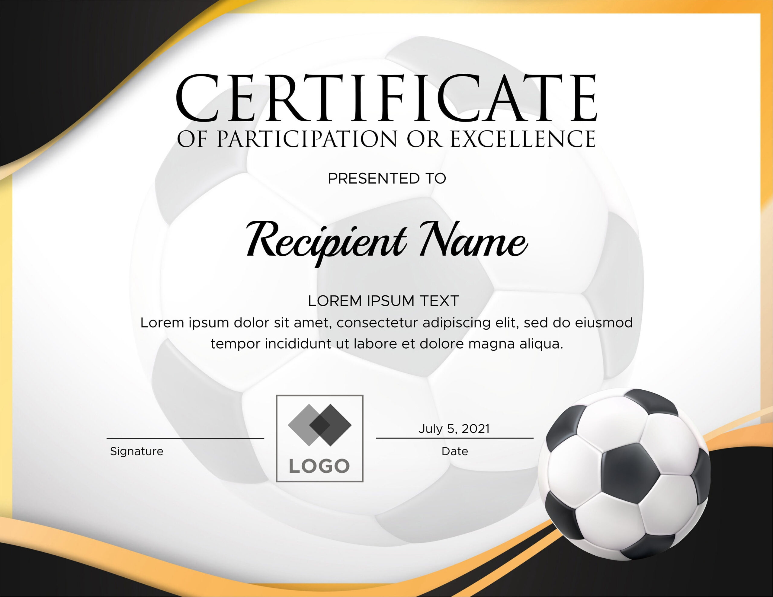 soccer award certificate template