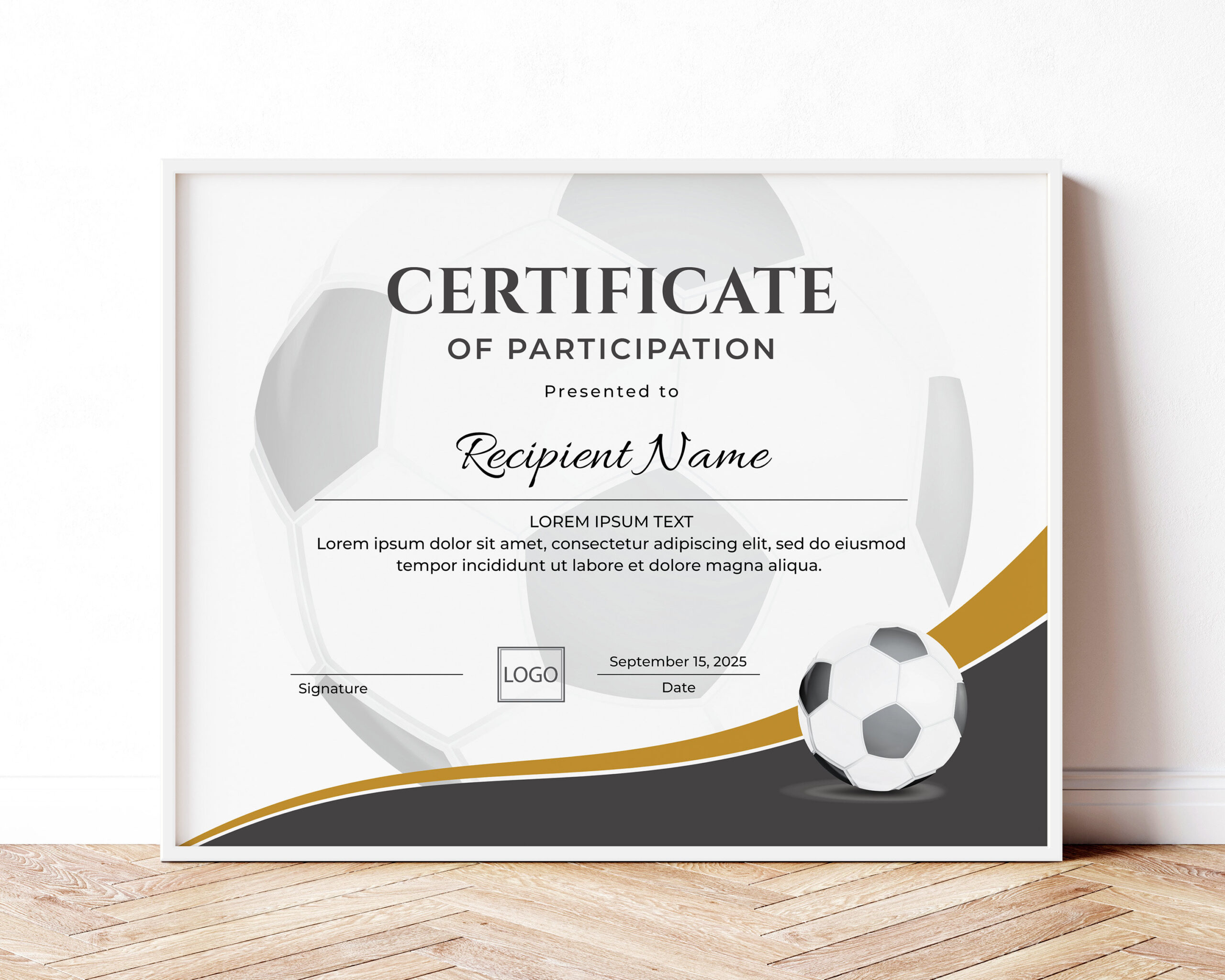 soccer award certificate template