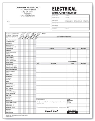 √ Free Printable Electrical Price List Template