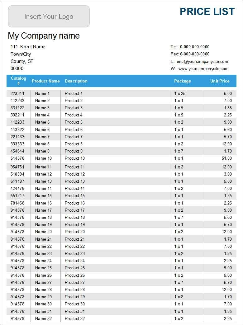 electrician price list template free