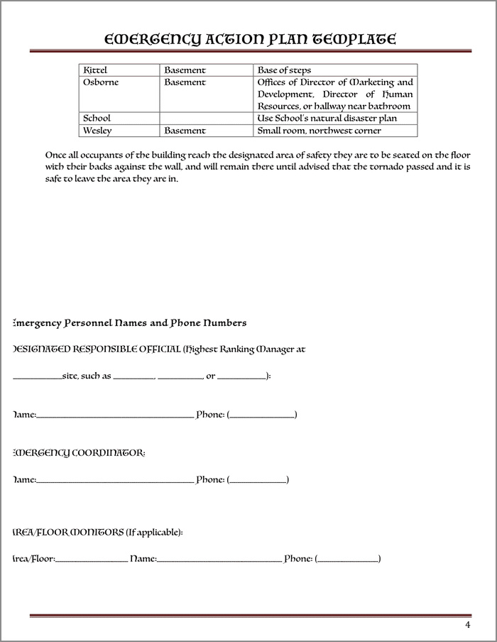 emergency action plan template example