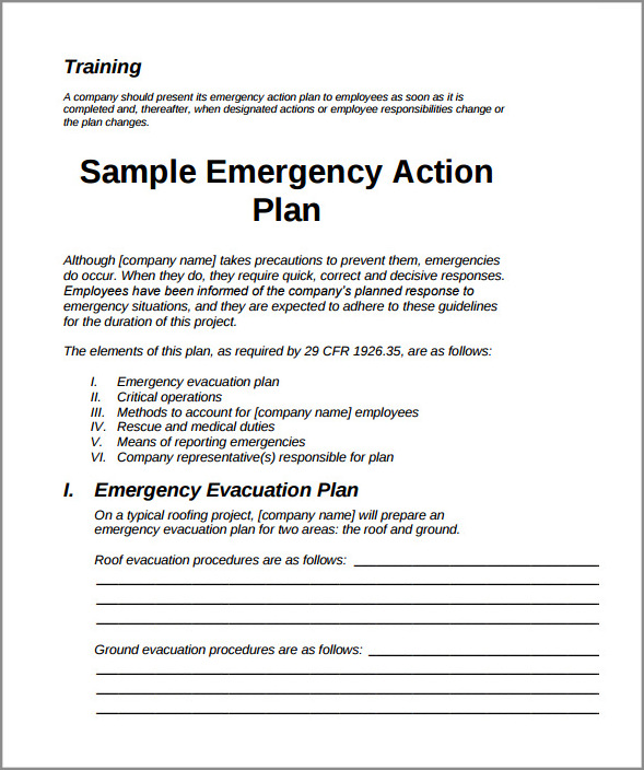 emergency action plan template sample