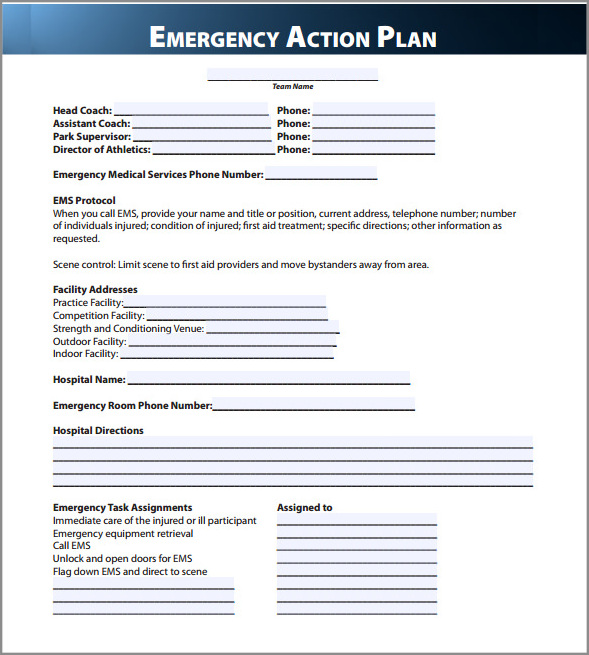 emergency action plan template