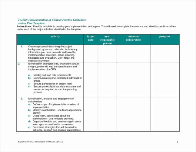 √ Printable Action Plan Template For Project