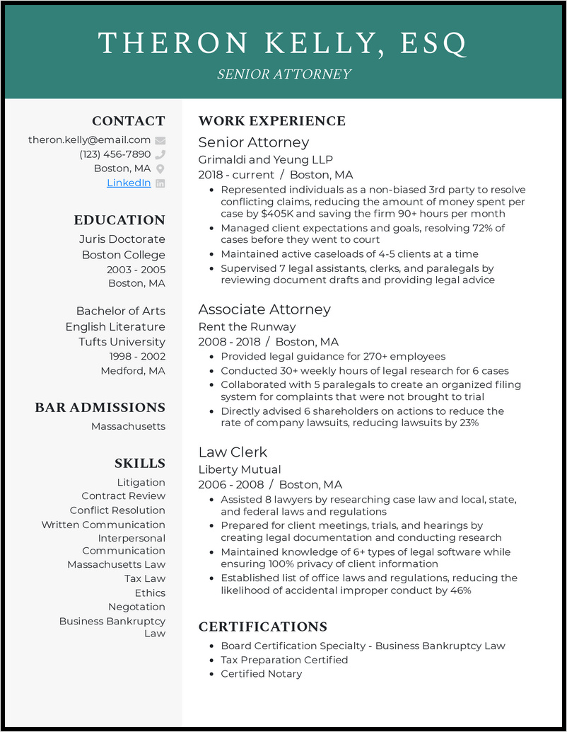 example of attorney resume template