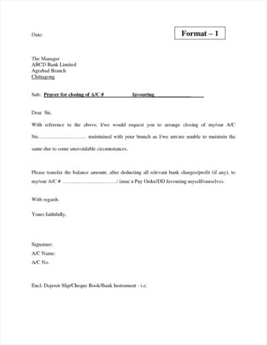 √ Printable Bank Account Termination Letter Template