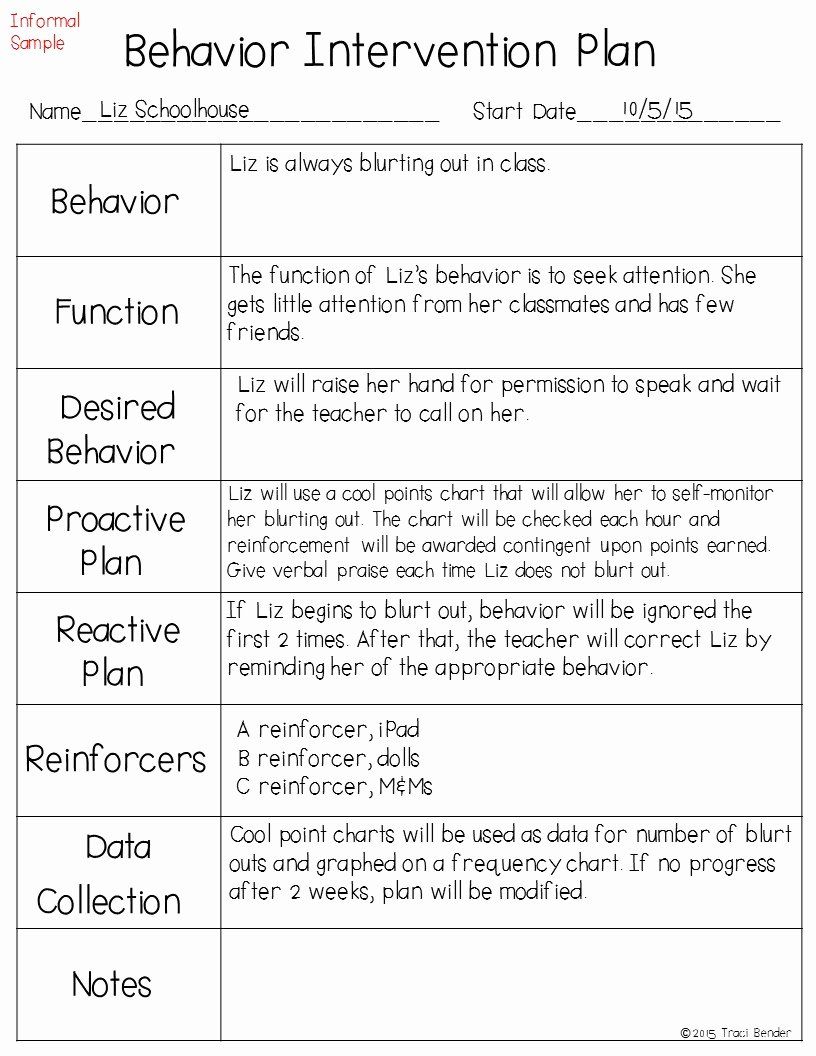 example of behavior action plan template