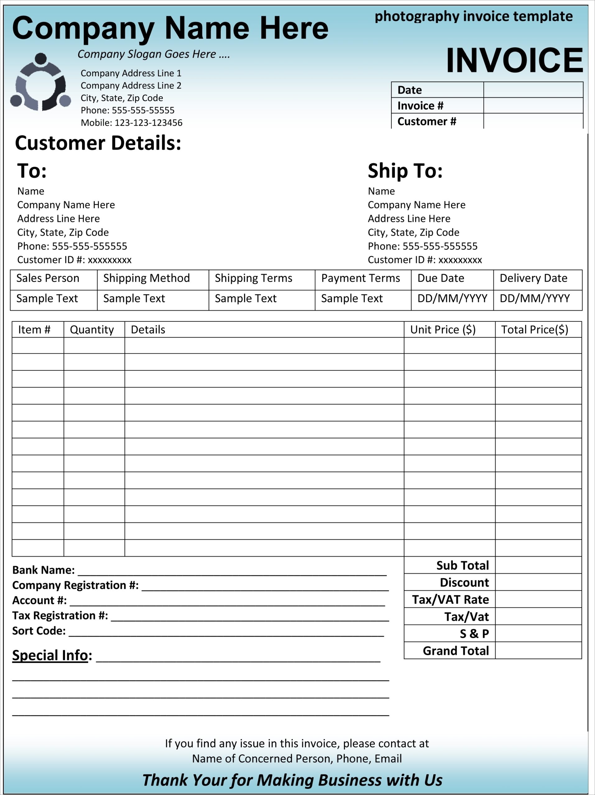 example of construction invoice template