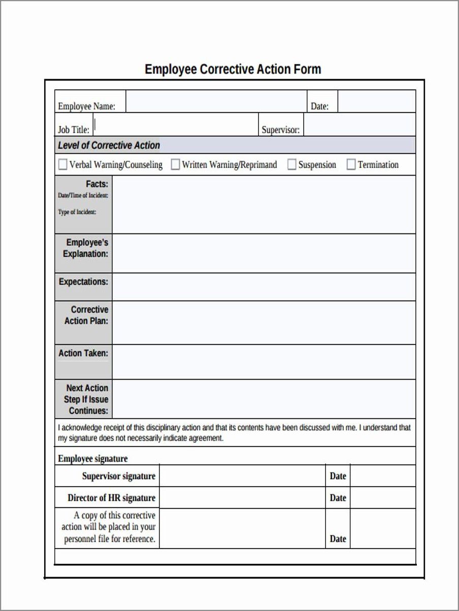 example of corrective action plan template