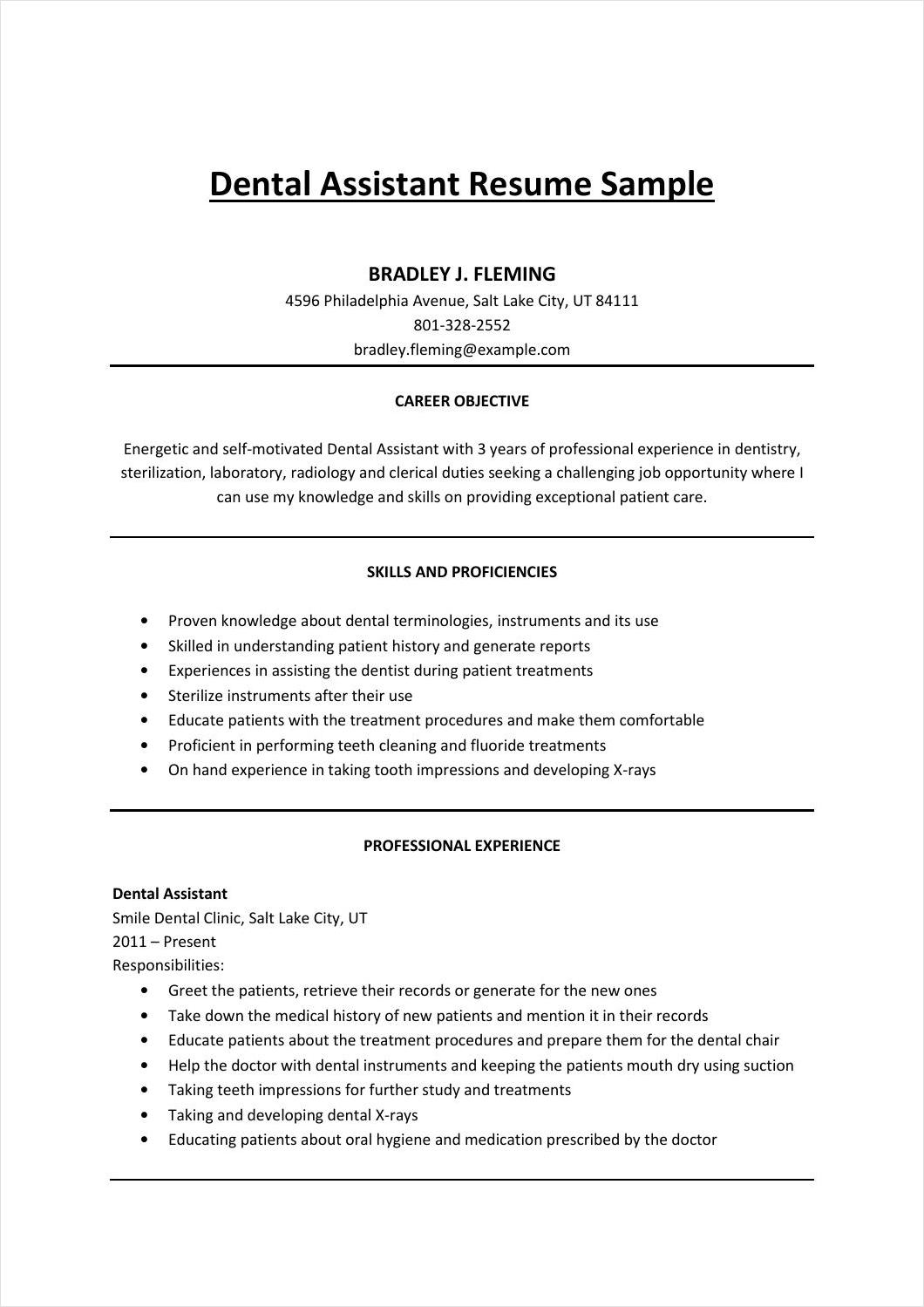 free-printable-dental-assistant-resume-template